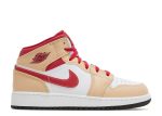 Air Jordan 1 Mid GS ‘Light Curry Cardinal Red’